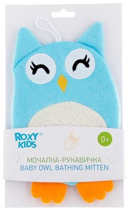 Мочалка-рукавичка ROXY-KIDS Baby Owl голубая купить,NaN