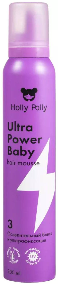 HOLLY POLLY Ultra Power Baby Ослепительный Блеск и Ультрафиксация мусс ультрасильная фиксация 200 мл купить,NaN
