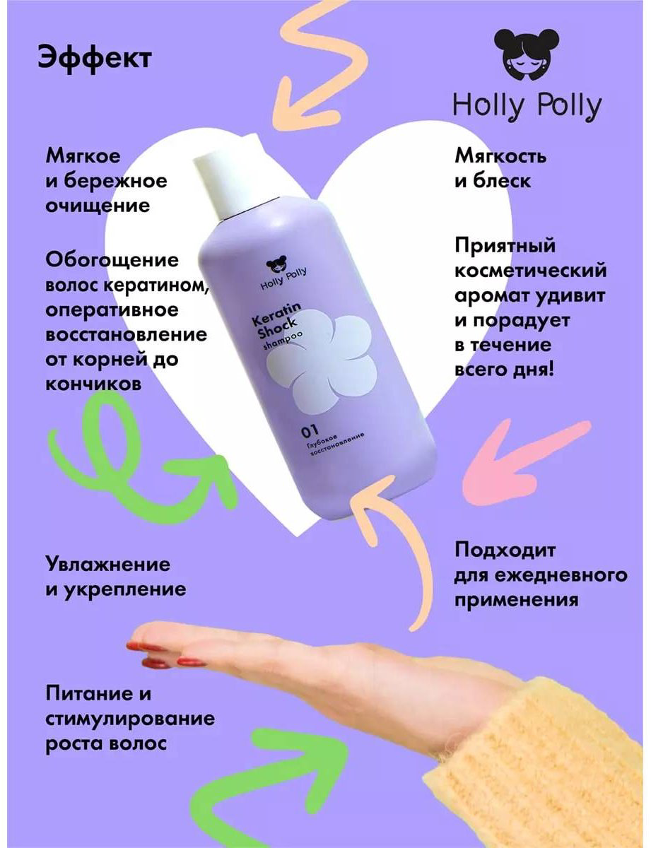 HOLLY POLLY Keratin Shock шампунь 400 мл купить,NaN