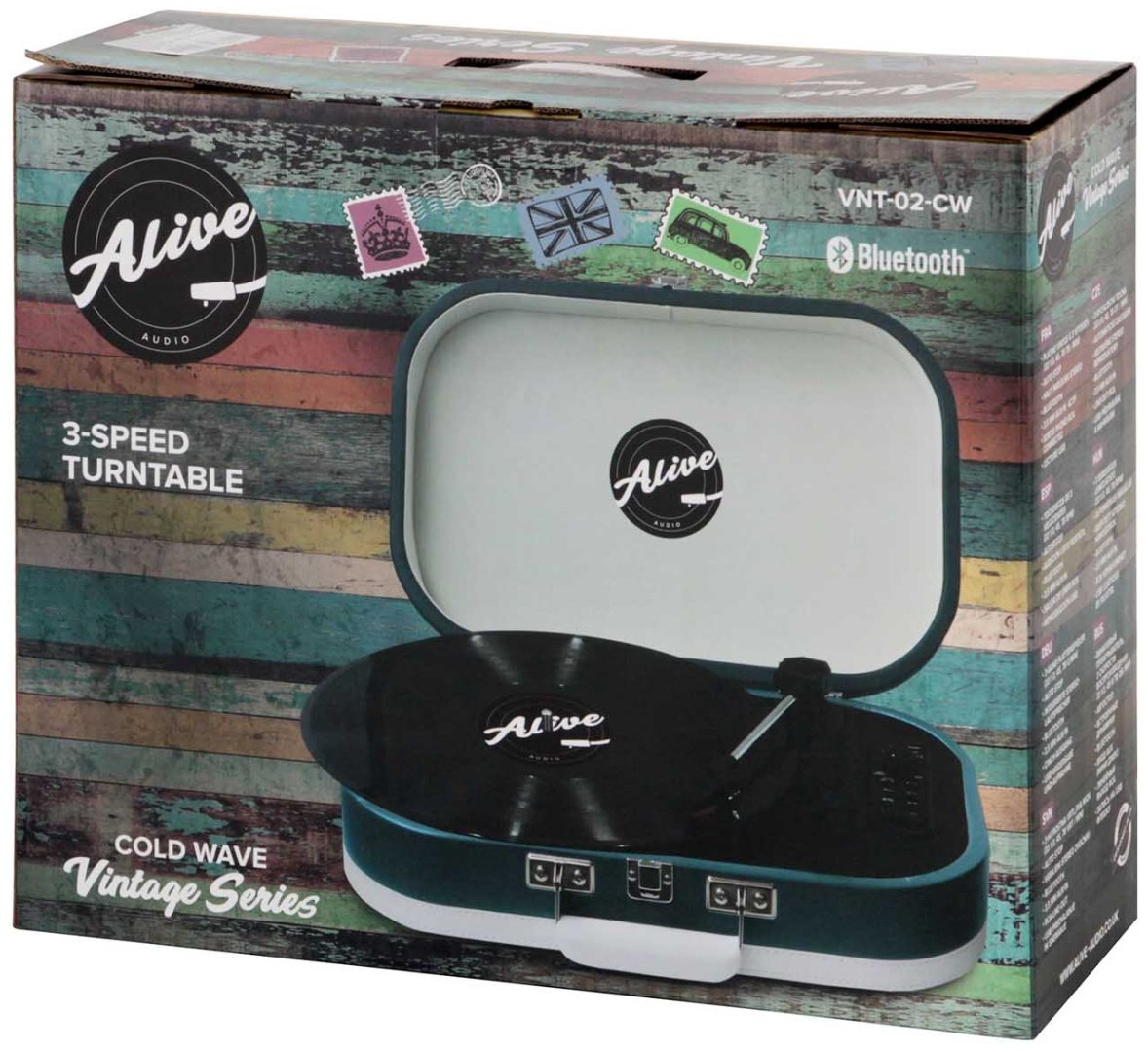 Виниловый проигрыватель ALIVE AUDIO VINTAGE Cold Wave синий купить,NaN