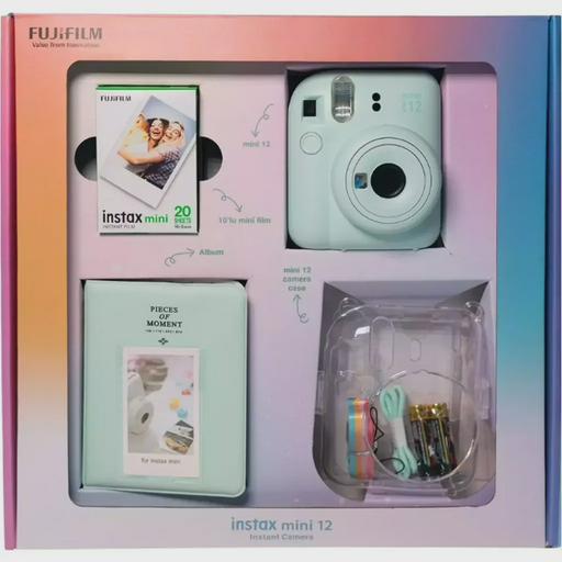 Фотоаппарат моментальной печати FUJIFILM INSTAX MINI 12 BUNDLE СLEAR CASE + L20PK MINT GREEN