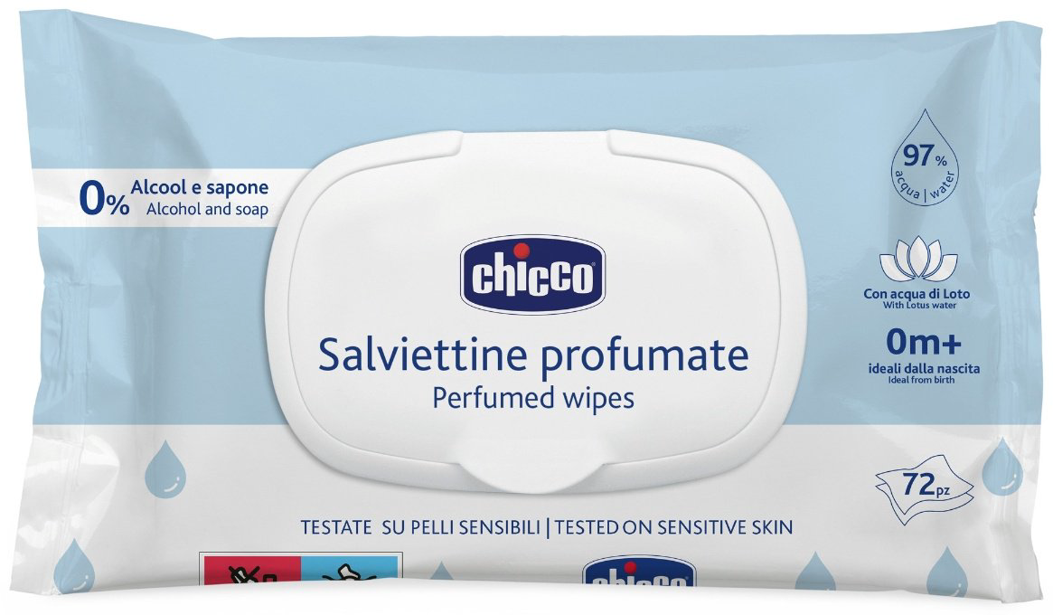 Детские влажные салфетки Chicco Влажные очищающие салфетки 72 шт купить,NaN