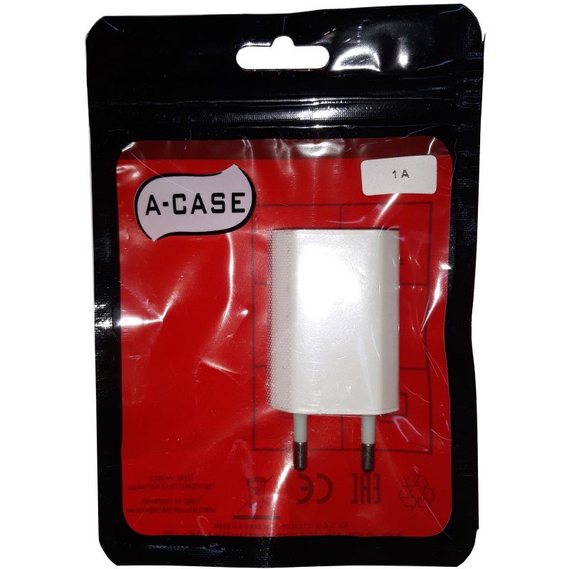 Зарядное устройство A-case 1A белое