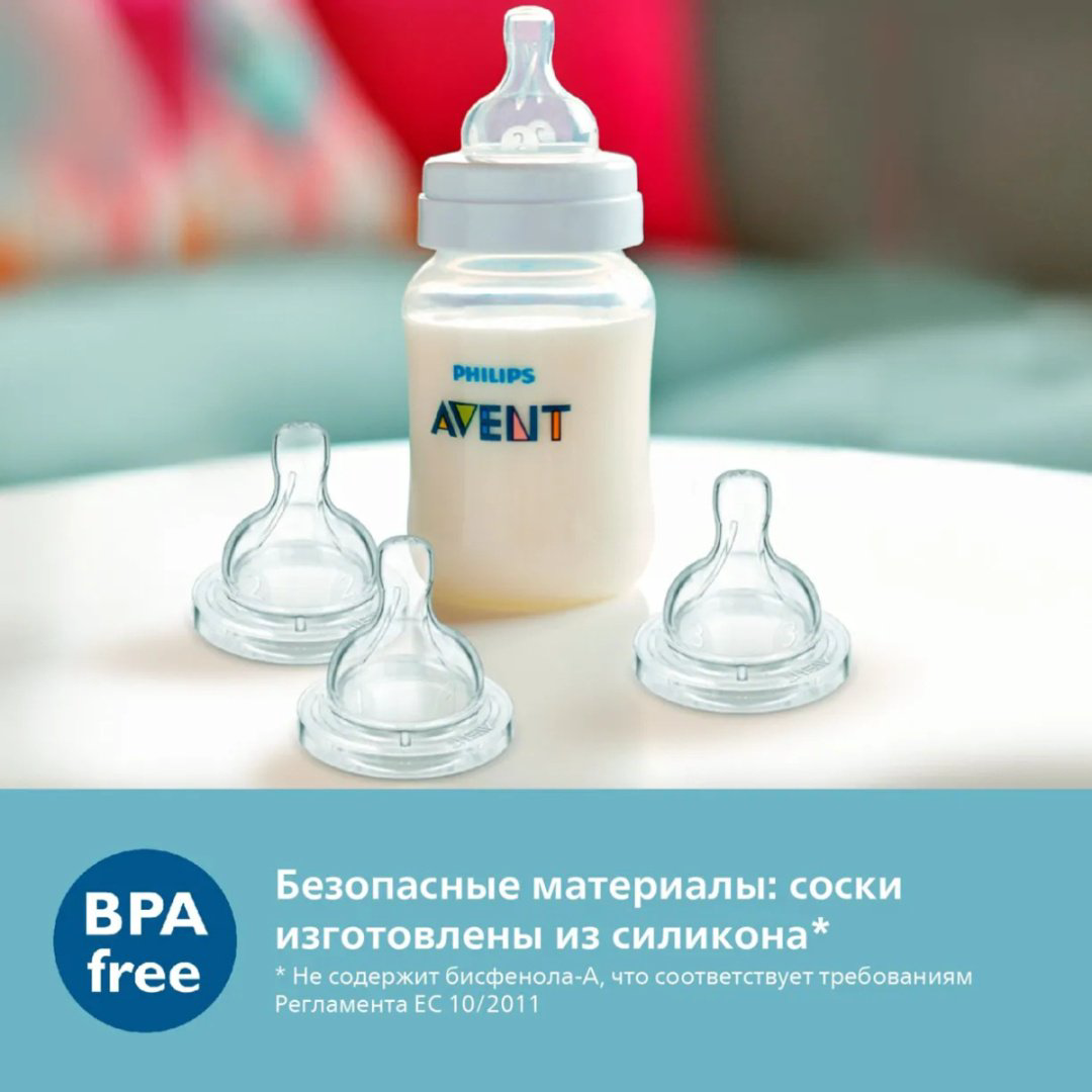 Соска для бутылочки Philips Avent Anti-colic SCY762/02, 2 шт купить,NaN