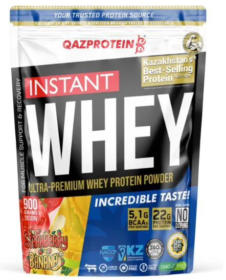 Протеин Qazprotein Instant WHEY 900г Клубника-банан (4034)