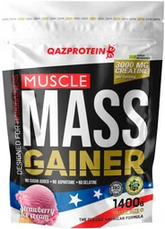 Гейнер Qazprotein Muscle Mass Gainer клубничное мороженое 1.4 кг