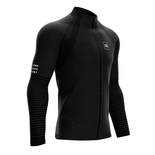 Футболка с длинным рукавом Compressport Seamless Zip черная S купить,NaN