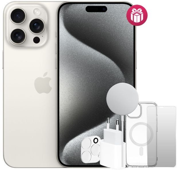 Смартфон Apple iPhone 15 Pro Max 256GB White Titanium + 5 подарков купить,NaN