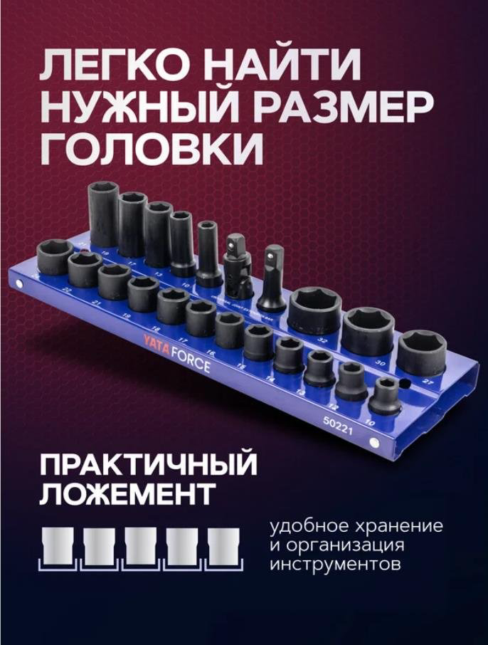 YATAFORCE набор торцевых головок 1/2 YF-50221MPB 22 шт купить,NaN