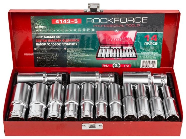 ROCKFORCE набор торцевых головок 1/2 RF-4143-5 14 шт купить,0