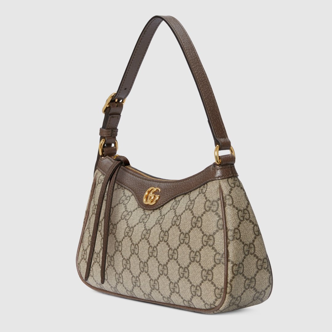 Сумка багет GUCCI натуральная кожа, канвас бежевый, коричневый - ForteMarket Сумка багет GUCCI натуральная кожа, канвас бежевый, коричневый купить,0