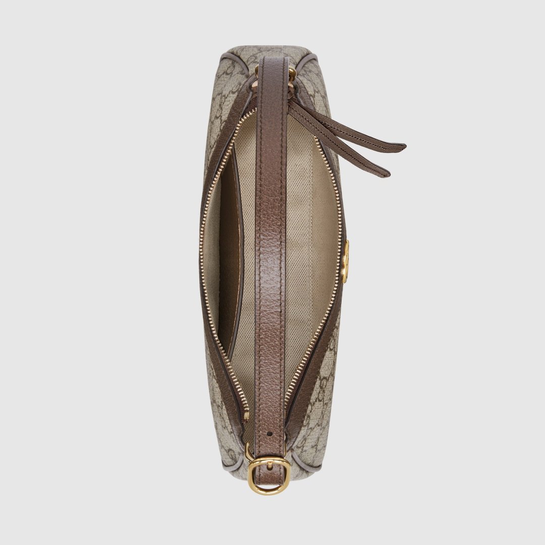 Сумка багет GUCCI натуральная кожа, канвас бежевый, коричневый - ForteMarket Сумка багет GUCCI натуральная кожа, канвас бежевый, коричневый купить,0