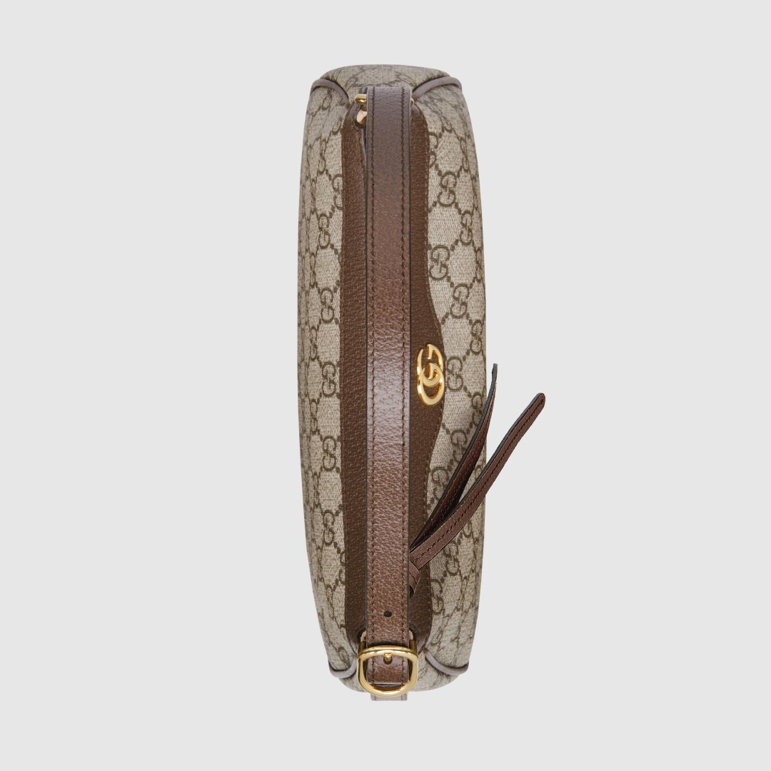 Сумка багет GUCCI натуральная кожа, канвас бежевый, коричневый - ForteMarket Сумка багет GUCCI натуральная кожа, канвас бежевый, коричневый купить,0