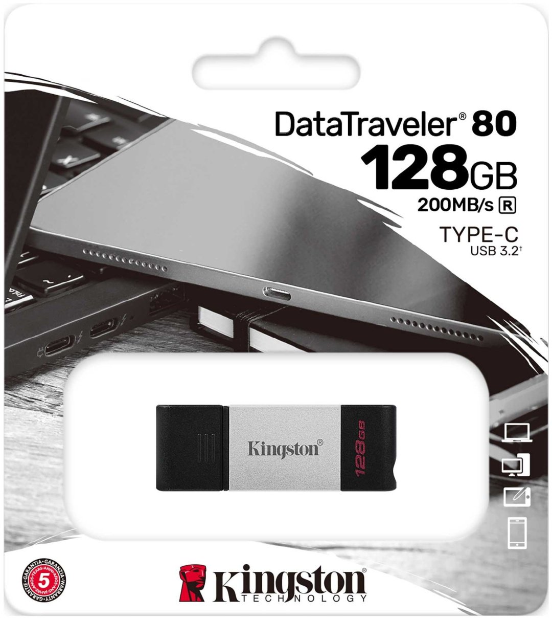Kingston DataTraveler 80 128Gb серебристый купить,0