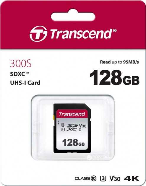 Карта памяти Transcend TS128GSDC300S 128Gb купить,0