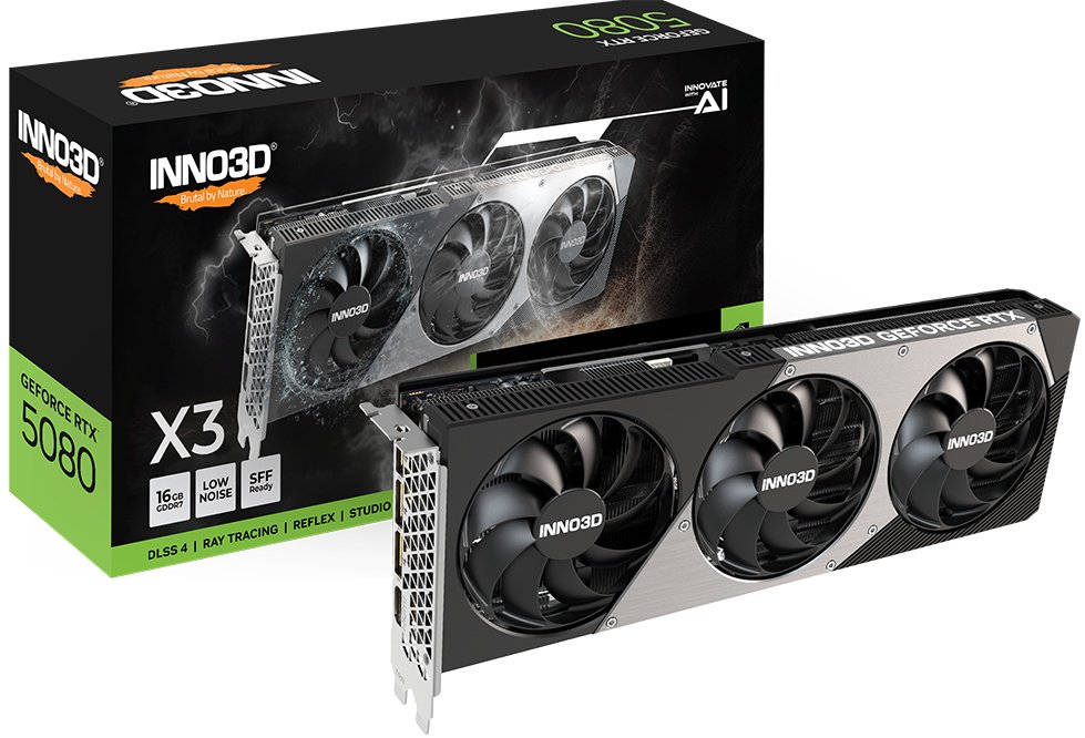 Видеокарта Inno3D GeForce RTX5080 X3, 16G 16 Гб
