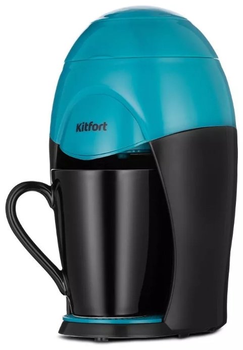 Кофеварка Kitfort КТ-7401 бирюзовый, черный