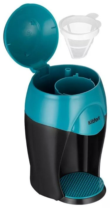 Кофеварка Kitfort КТ-7401 бирюзовый, черный - ForteMarket Кофеварка Kitfort КТ-7401 бирюзовый, черный купить,10290
