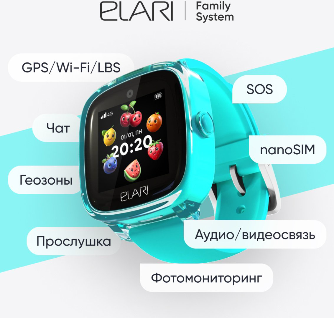 Смарт-часы Elari KidPhone Fresh 4G 35.6 мм зеленый купить,NaN