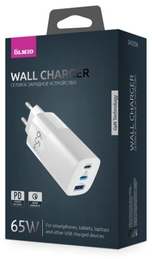 Зарядное устройство OLMIO USB - Type-C 65W белый купить,NaN