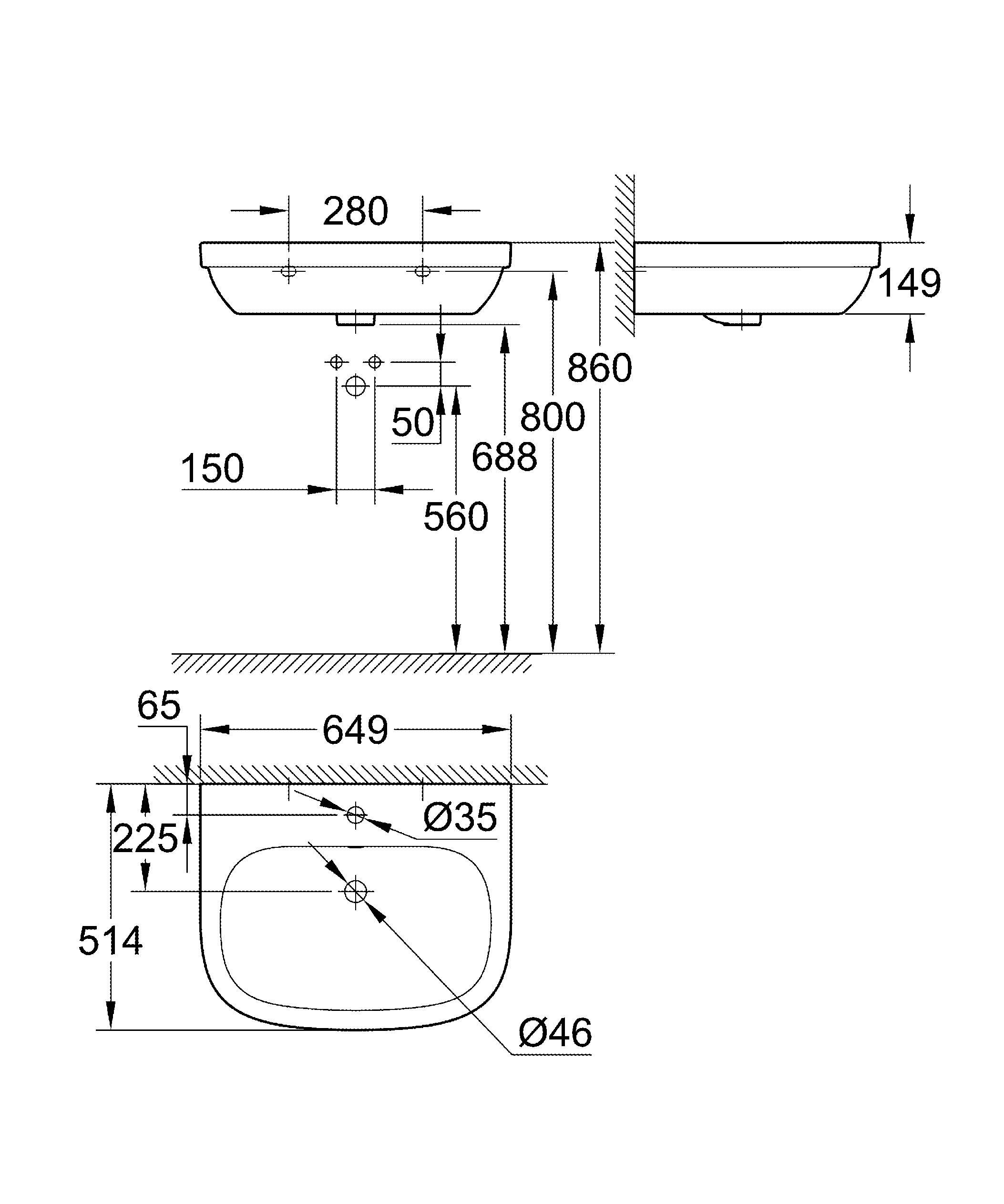 Умывальник Grohe Euro Ceramic 39323000 белый купить,0