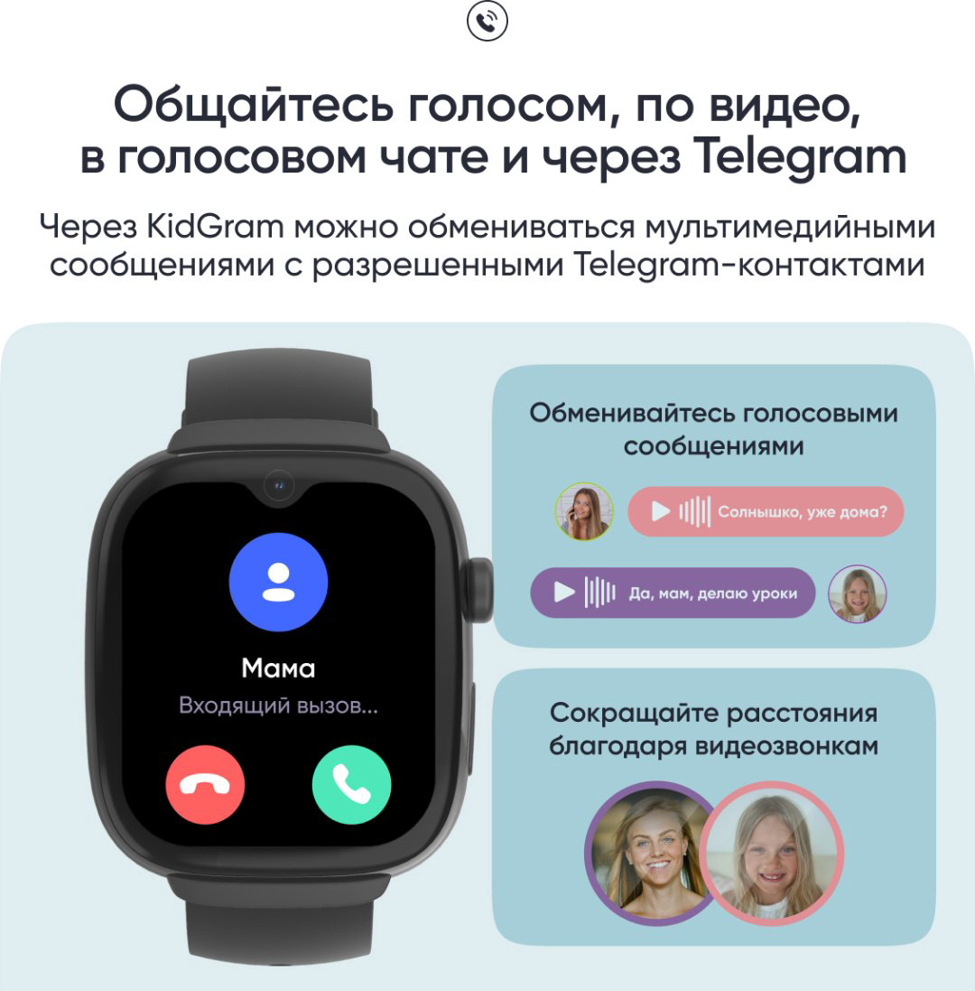 Смарт-часы Elari KidGram Watch 48 мм черный купить,NaN