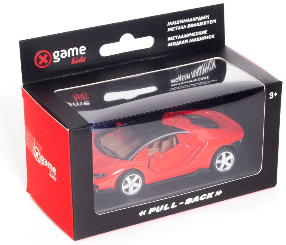 Металлическая машинка X-Game 43740R, пластик, металл, красный