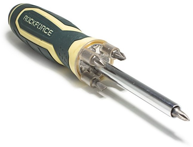 ROCKFORCE отвертка с насадками реверсивная RF-303854, 5 шт.