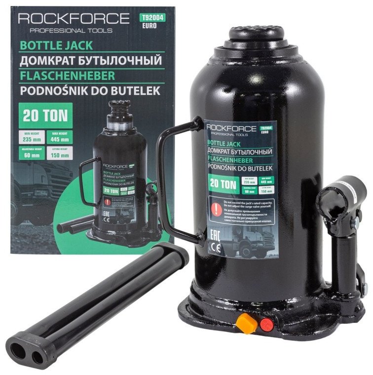 ROCKFORCE домкрат бутылочный RF-T92004(Euro) 20 т