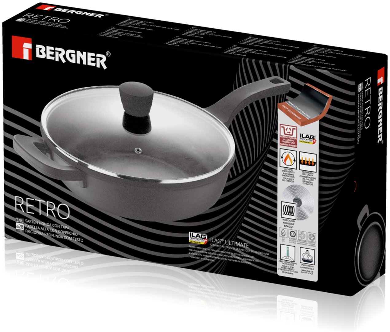 Сковорода Bergner Retro 28 см с антипригарным покрытием, алюминий купить,NaN