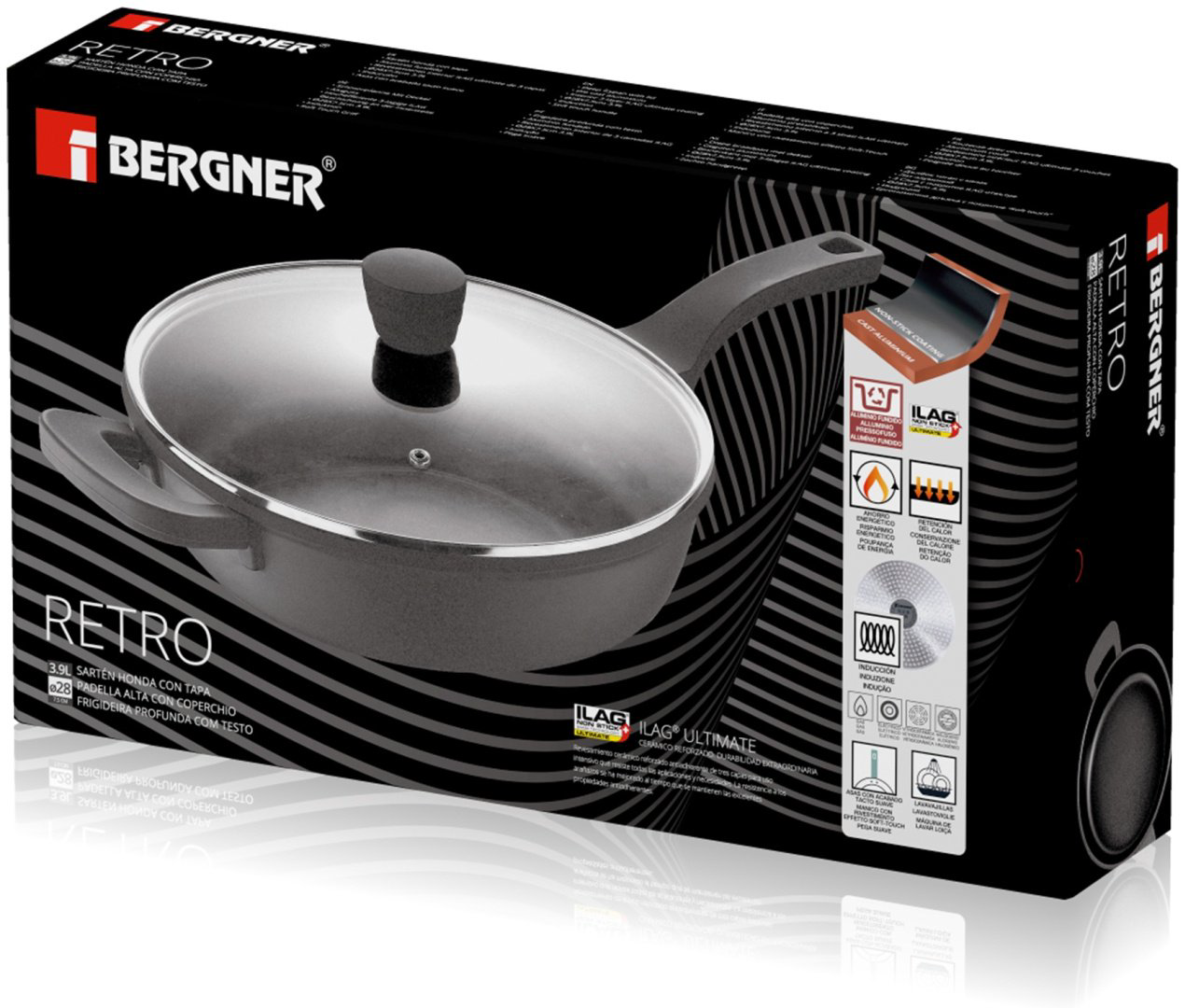 Сковорода Bergner Retro 28 см с антипригарным покрытием, алюминий купить,NaN