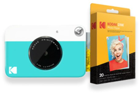 Фотокамера моментальной печати Kodak Printomatic голубой + фотобумага 2х3 Kodak ZINK 20 шт купить,NaN
