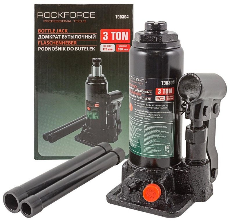ROCKFORCE домкрат бутылочный RF-T90304(DS) 3 т