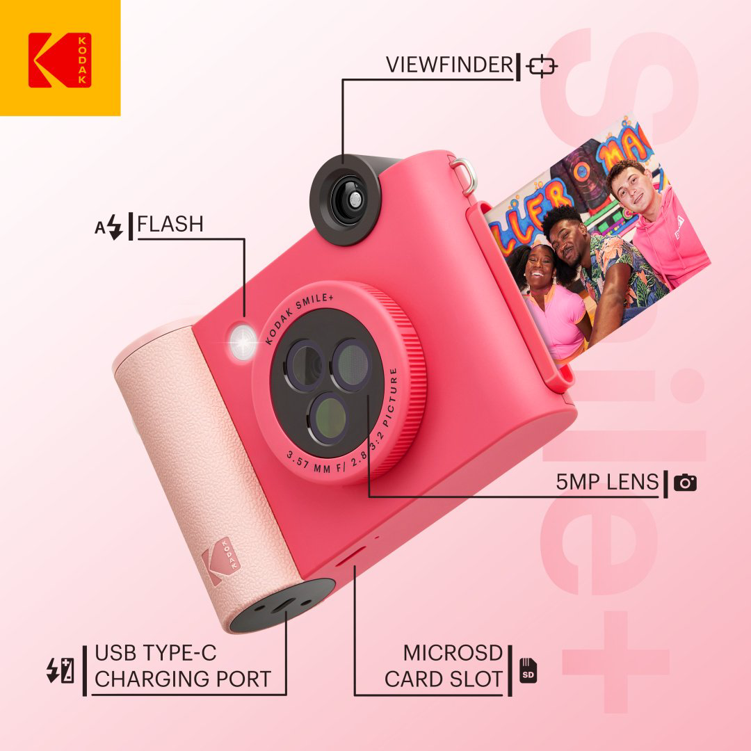 Фотокамера моментальной печати Kodak Smile+ RODSMPCAMFS Fuchsia купить,65490
