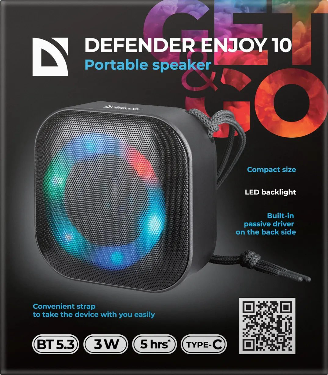 Портативная колонка Defender Enjoy 10 черный купить,4168