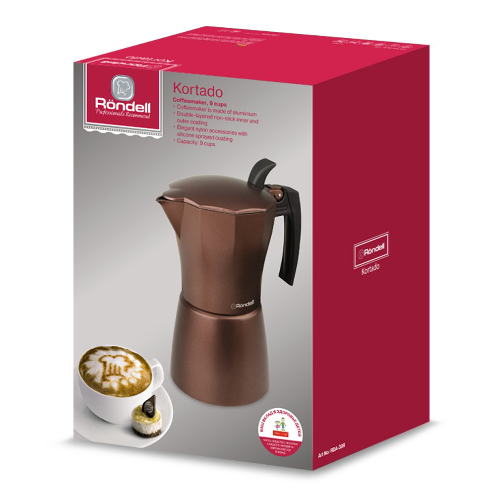 Кофеварка-гейзер Rondell Kortado RDA-399 коричневая купить,NaN