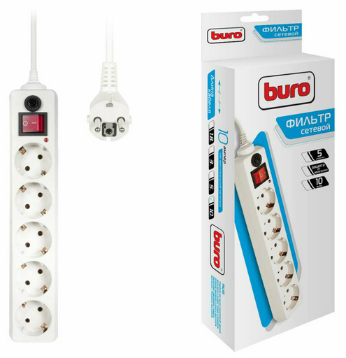 Сетевой фильтр Buro 500SH-10-W 10м белый