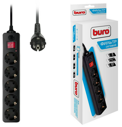 Сетевой фильтр Buro 500SH-10-B 10м черный