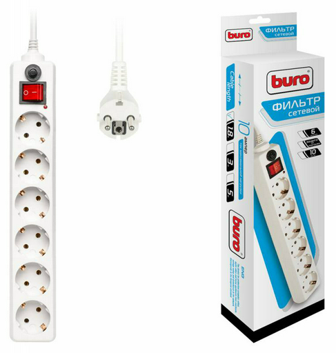 Сетевой фильтр Buro 600SH-1.8-W 1.8м белый