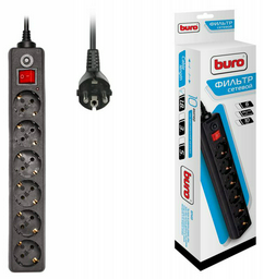 Сетевой фильтр Buro 600SH-1.8-B 1.8м черный