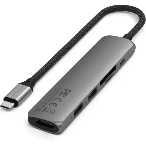 Адаптер Satechi 6-in-1 USB-C Slim Multiport Space Grey купить,43690