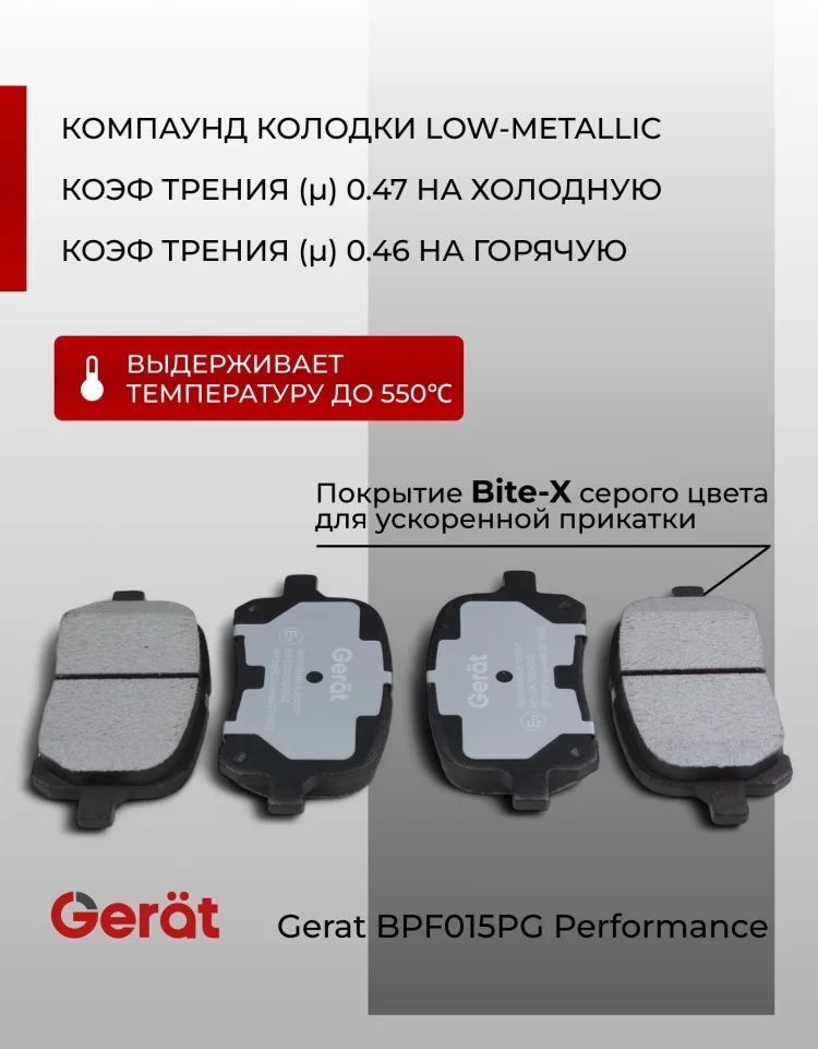 Колодки передние Gerat BPF015PG 4шт купить,12354