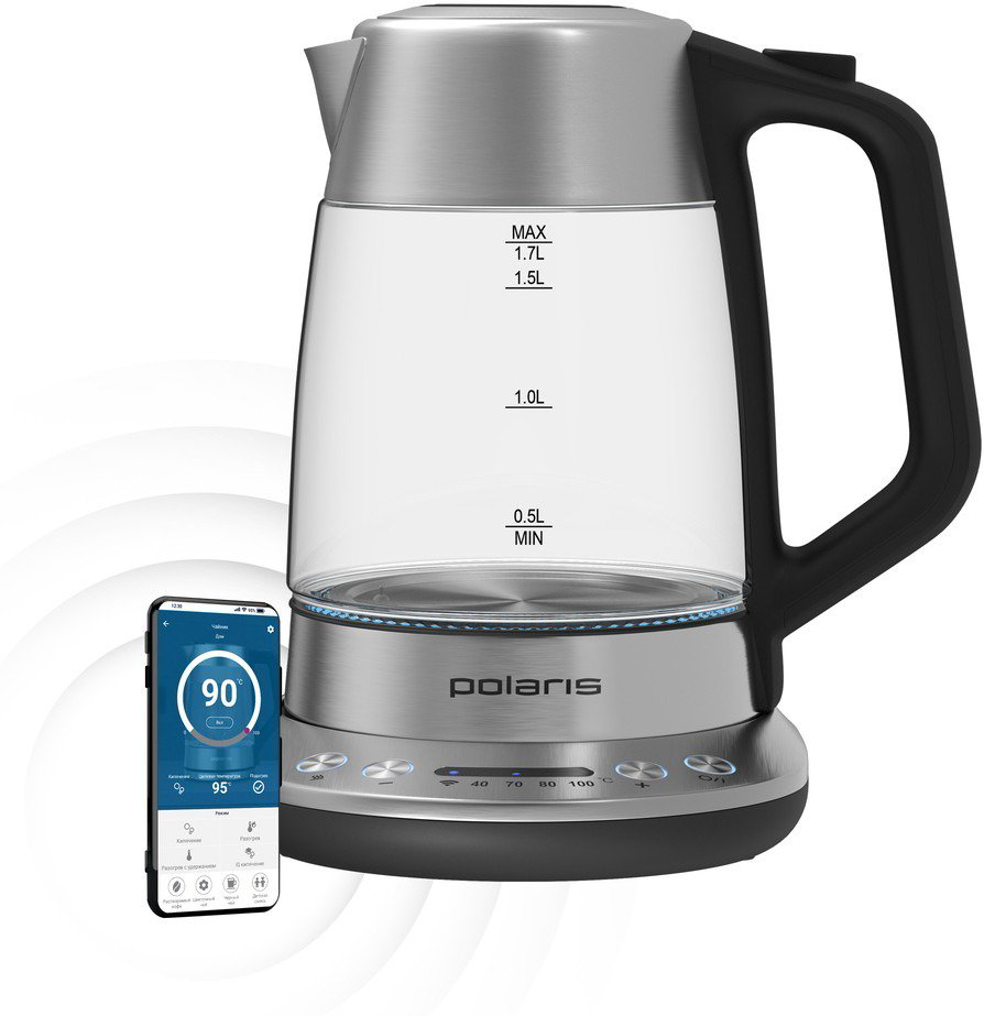 Электрочайник Polaris PWK 1775CGLD WIFI IQ Home серебристый купить,NaN