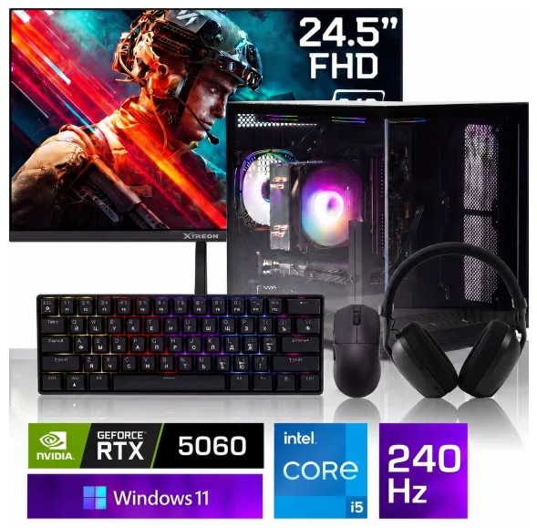 Системный блок Xtreon V900 14400F RTX5060 Black + подарок купить,NaN