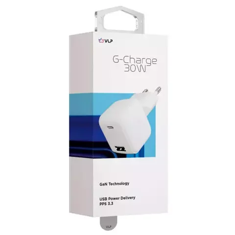 Зарядное устройство VLP G-Charge 30W USB-C+USB-A QC White