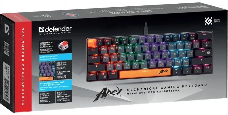 Клавиатура Defender Apex GK-002 RU 45002 Grey купить,0