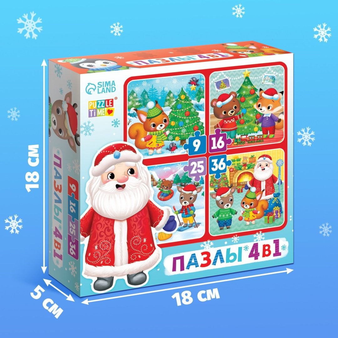 Пазл Puzzle Time Новый год у зверят 6536584 86 деталей купить,NaN