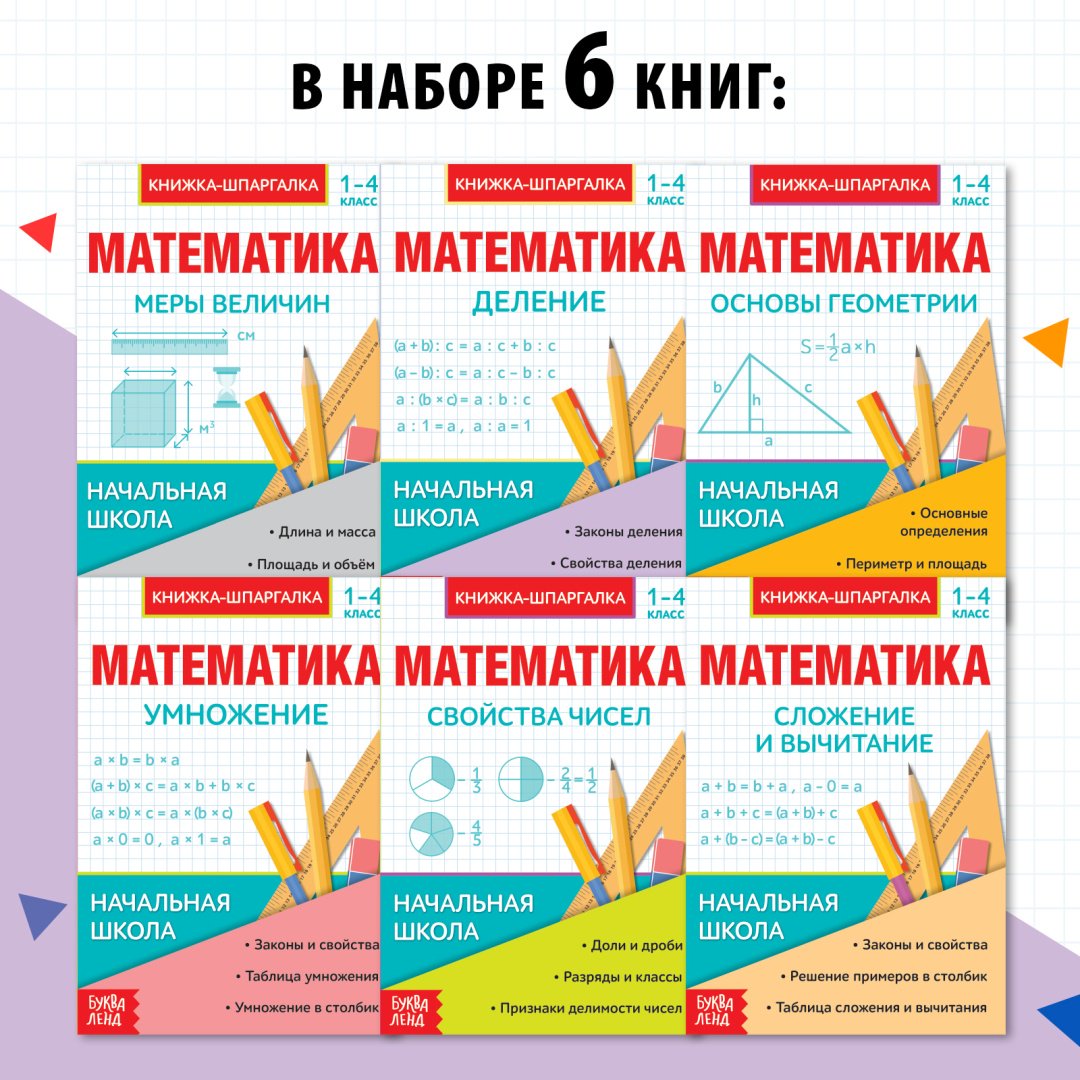 Справочник Без автора: Шпаргалки для 1—4 кл. набор «Основы математики» 6 шт. купить,NaN