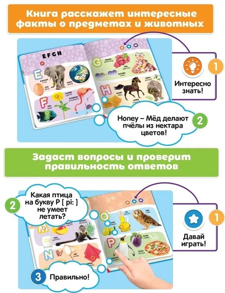 Книжка-игрушка BertToys Нажималка Английский алфавит