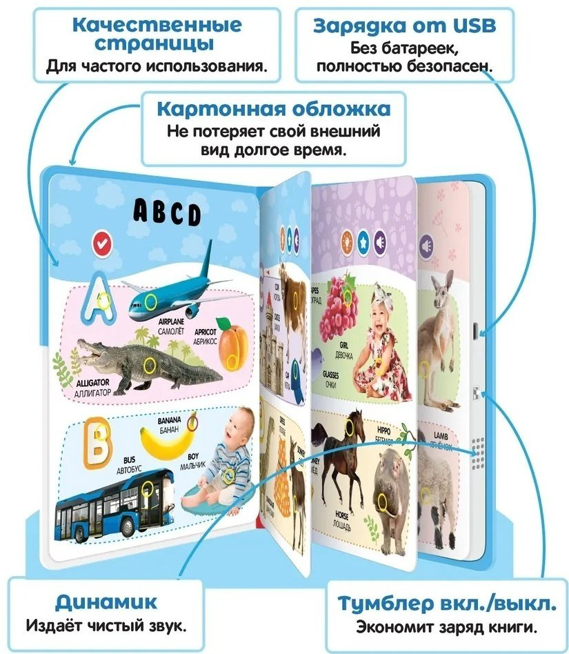 Книжка-игрушка BertToys Нажималка Английский алфавит купить,NaN